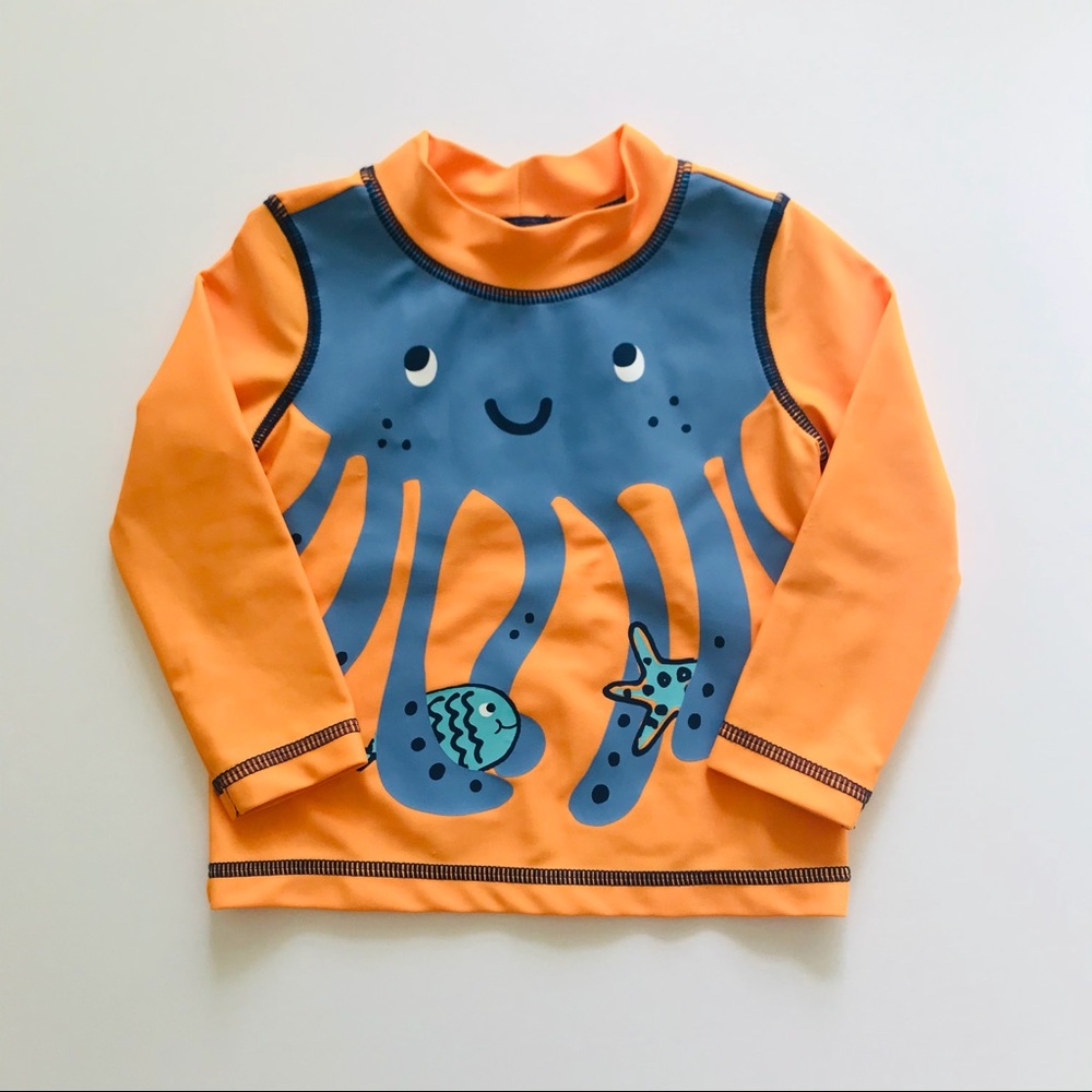 Carter’s Orange Octopus Rash Guard Size 6-12 M